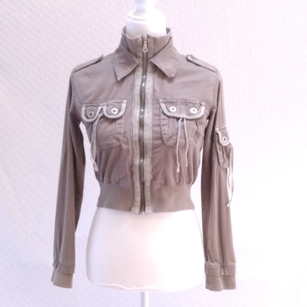 Women's Cropped Utility Jacket - Taupe